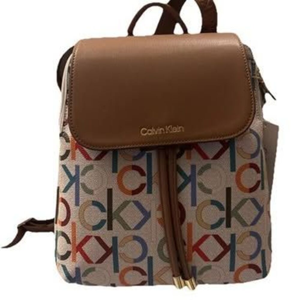 Calvin Klein Elegant "Zhuri" Backpack Purse with Zip Closure and 4 Compartments